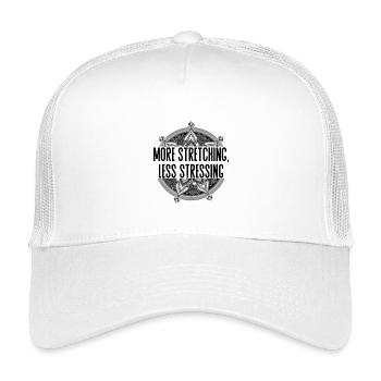 More Stretching Less Stressing – Yoga Design - Kids’ Trucker Cap - white - Front