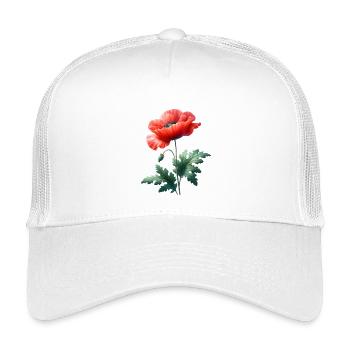 Mohnblumenmotiv: Eine leuchtend rote Mohnblume - Kinder Trucker-Cap - Weiß - Vorne