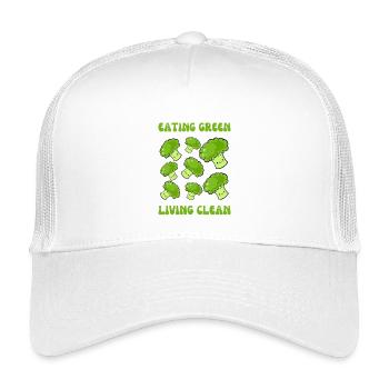 Vegetarian, eating green, living clean - Kids’ Trucker Cap - white - Front