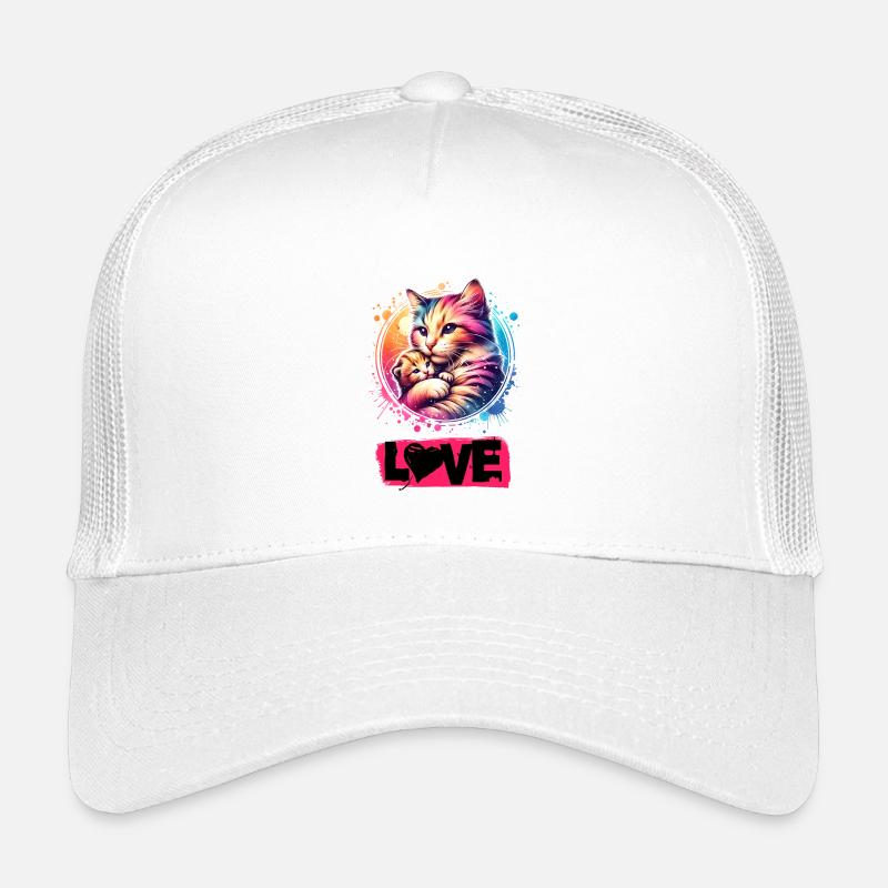Beau chat avec un chaton - les chats sont amour. Casquette trucker enfant