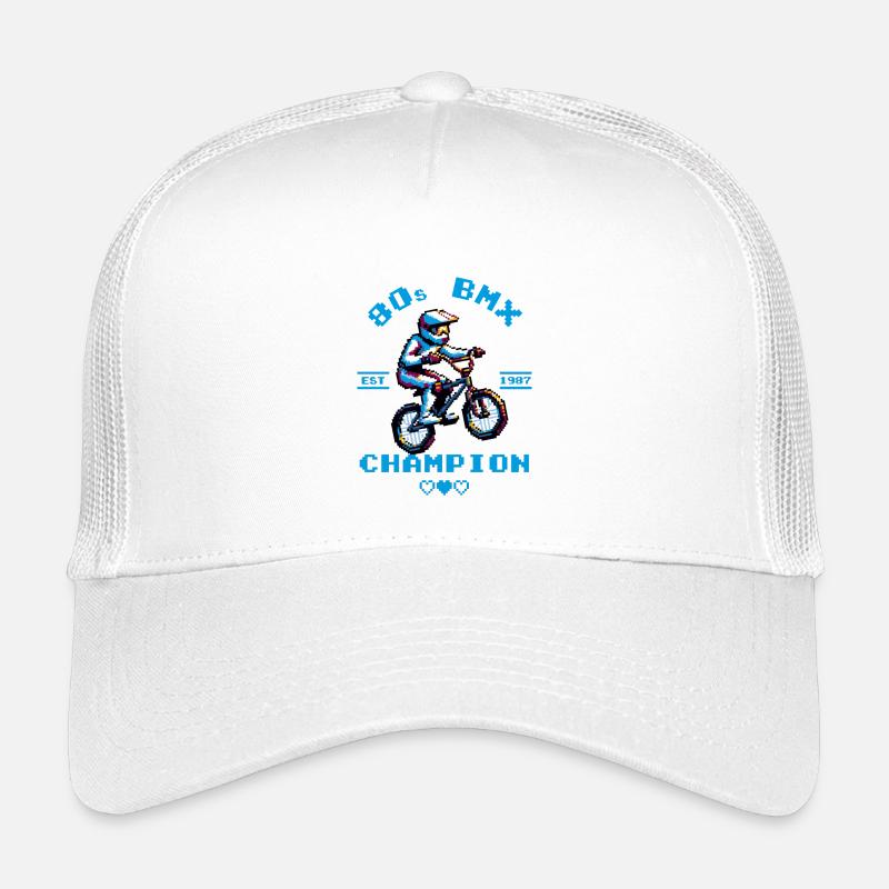 80s BMX Retro Pixel Art Shir - Kinder Trucker-Cap - Weiß