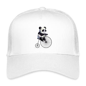 Panda on penny-farthing – retro meets animal love - Kids’ Trucker Cap - white - Front