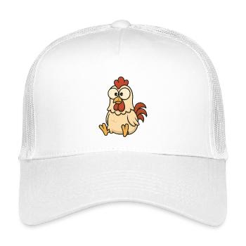 Cute Confused Chicken Cartoon with Googly Eyes - Kids’ Trucker Cap - white - Front