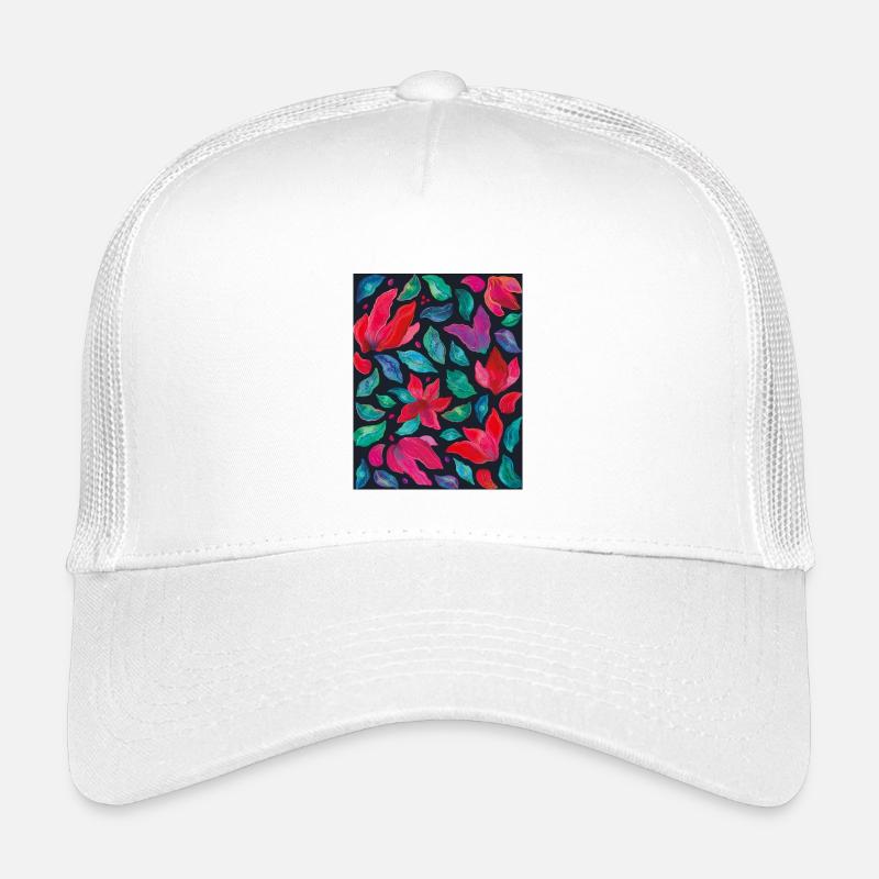 Lebendige Blumen auf dunklem Hintergrund - Kinder Trucker-Cap - Weiß
