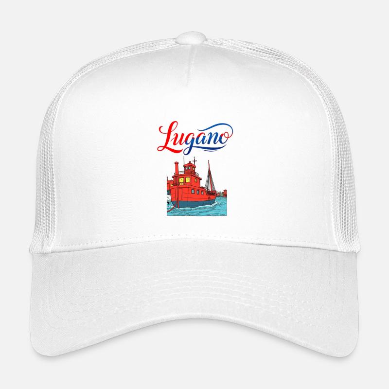 Lugano Hafenlandschaft Kunstdruck Kinder Trucker-Cap