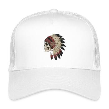 Indischer Totenkopf mit traditionellen Federn - Kinder Trucker-Cap - Weiß - Vorne