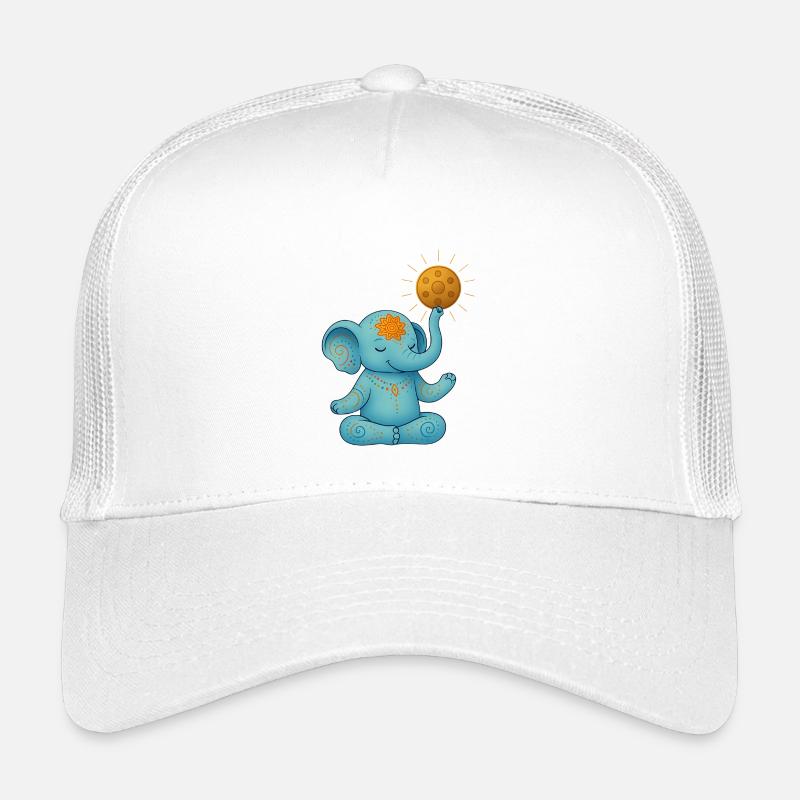 Yoga Elefant mit Handpan Sonne - Kinder Trucker-Cap - Weiß