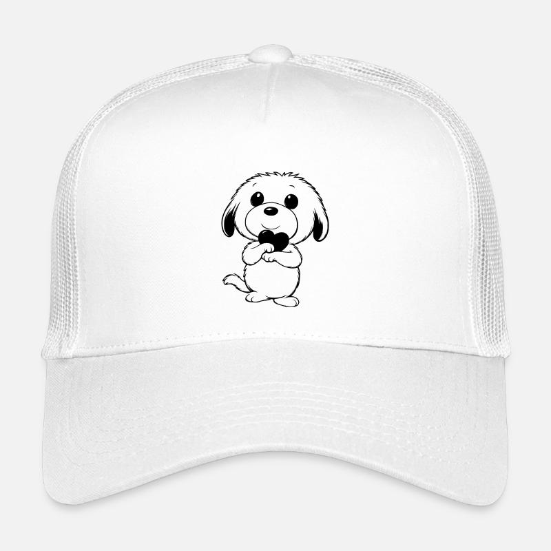 Chien mignon avec du cœur dans ses pattes Casquette trucker enfant