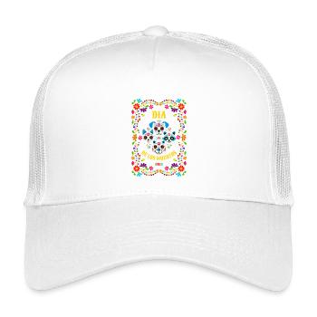 Colorful Día de los Muertos motif - Kids’ Trucker Cap - white - Front