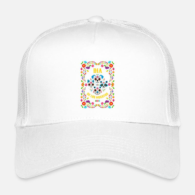 Farbenfrohes Día de los Muertos Motiv - Kinder Trucker-Cap - Weiß