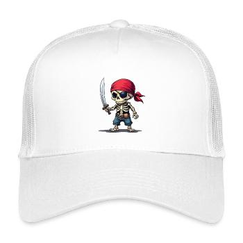 Pirate Skeleton with Sword - Kids’ Trucker Cap - white - Front