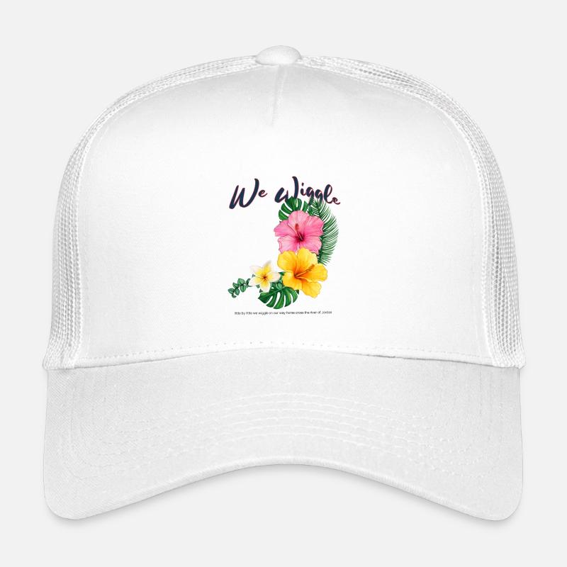 We Wiggle Hibiskus Tropenblume - Kinder Trucker-Cap - Weiß