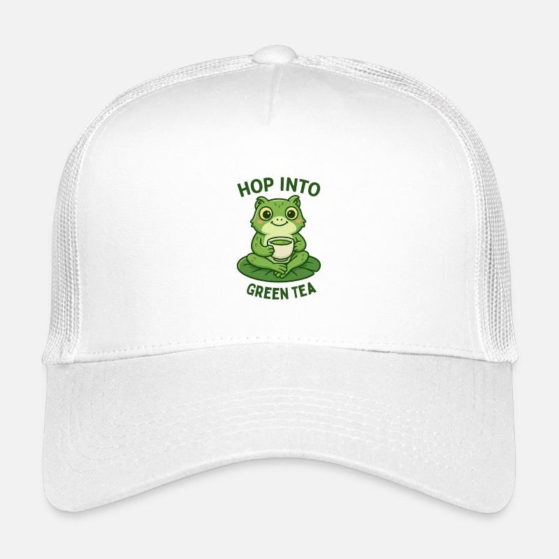 Green Frog Drinking Tea Animals Design Kids’ Trucker Cap