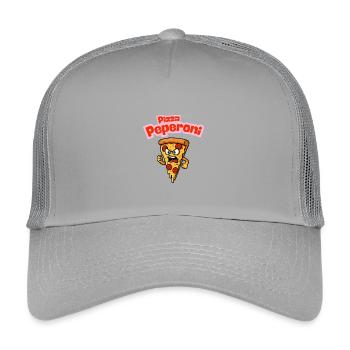 Caricature de pizza au pepperoni en colère - Casquette trucker enfant - gris clair - Devant