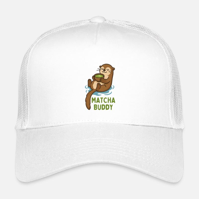 Matcha-Kumpel Otter Illustration Kinder Trucker-Cap