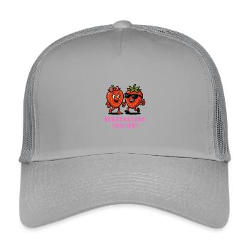 Beerenstark Verliebt Cartoon Erdbeeren Motiv  - Kinder Trucker-Cap - Hellgrau - Vorne