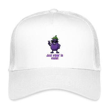Aubergine - vibes in Violet Karikatur  - Kinder Trucker-Cap - Weiß - Vorne
