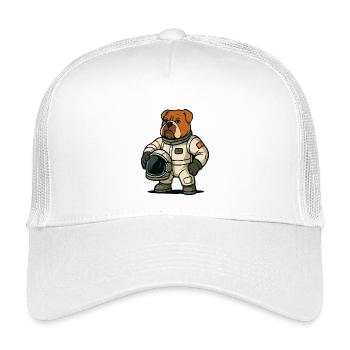 Mascotte astronaute bouledogue - Casquette trucker enfant - blanc - Devant