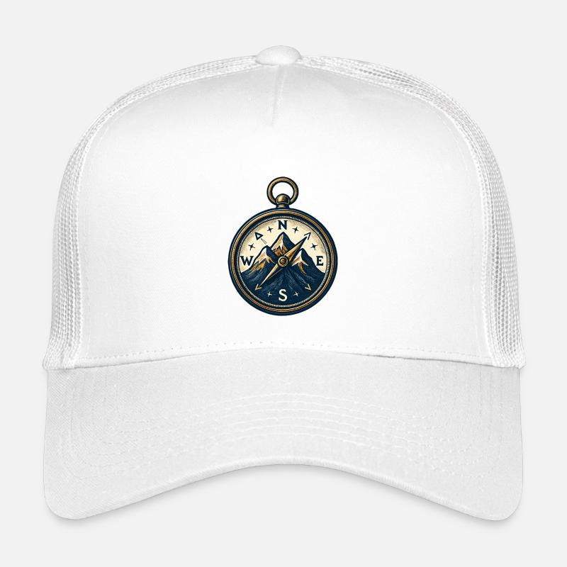 Compass on mountain background - skiing - hiking Kids’ Trucker Cap