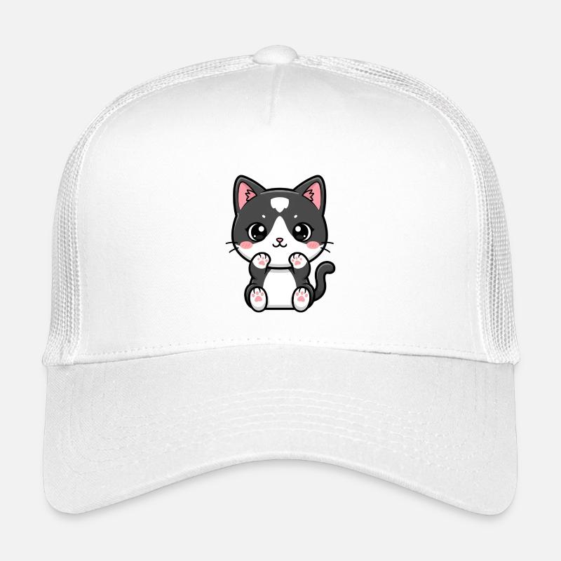 Chat de Kawaii avec des pattes rouges Casquette trucker enfant