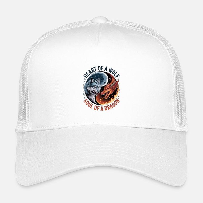 Herz des Wolfes, Seele des Drachen - Kinder Trucker-Cap - Weiß