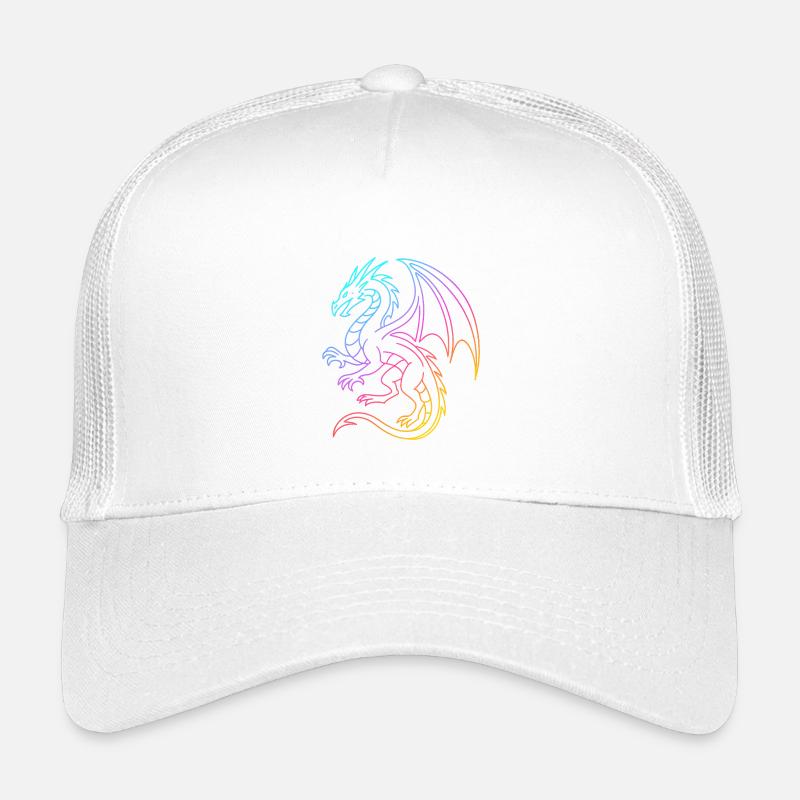 Rainbow dragon in neon lines Kids’ Trucker Cap