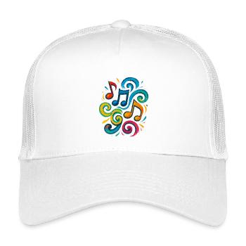 Bunte Musiknoten - Kinder Trucker-Cap - Weiß - Vorne