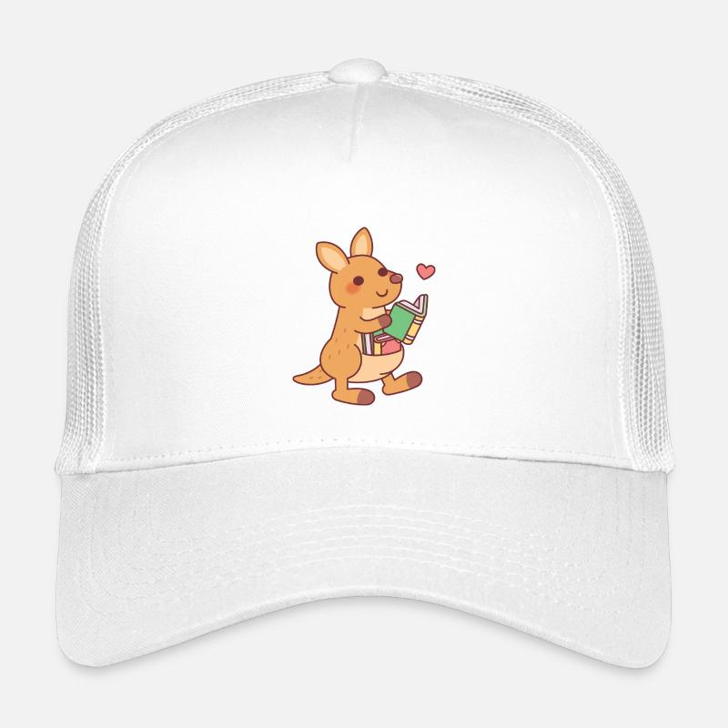 Cute Kangaroo Reads With Books In Pouch Funny Kids’ Trucker Cap