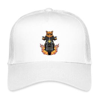 Coole Biker Katze Motorradflammen - Kinder Trucker-Cap - Weiß - Vorne