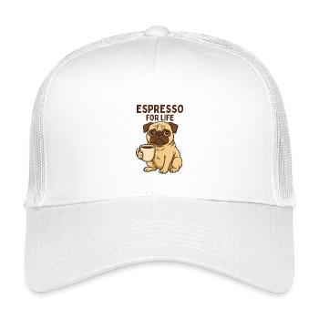 Espresso Pug: Coffee Love - Kids’ Trucker Cap - white - Front