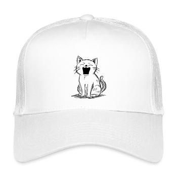 Loud Meowing Cat Doodle | Funny Cat Sketch - Kids’ Trucker Cap - white - Front