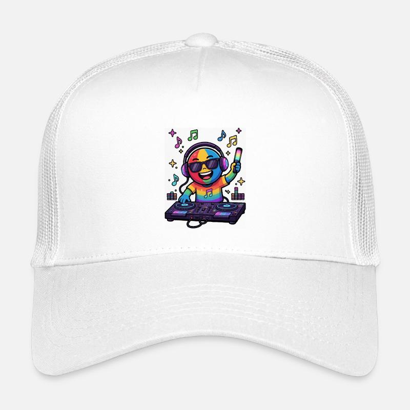 Rainbow DJ Emoticon Kinder Trucker-Cap