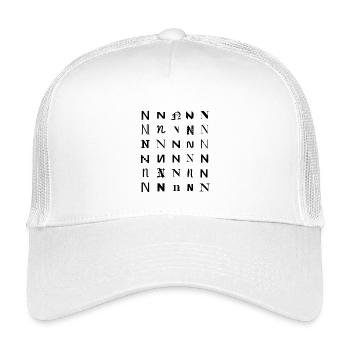 Typography N monogram letter mosaic design - Kids’ Trucker Cap - white - Front