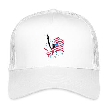 amerikanische Flagge und Freiheitsstatue - Kinder Trucker-Cap - Weiß - Vorne