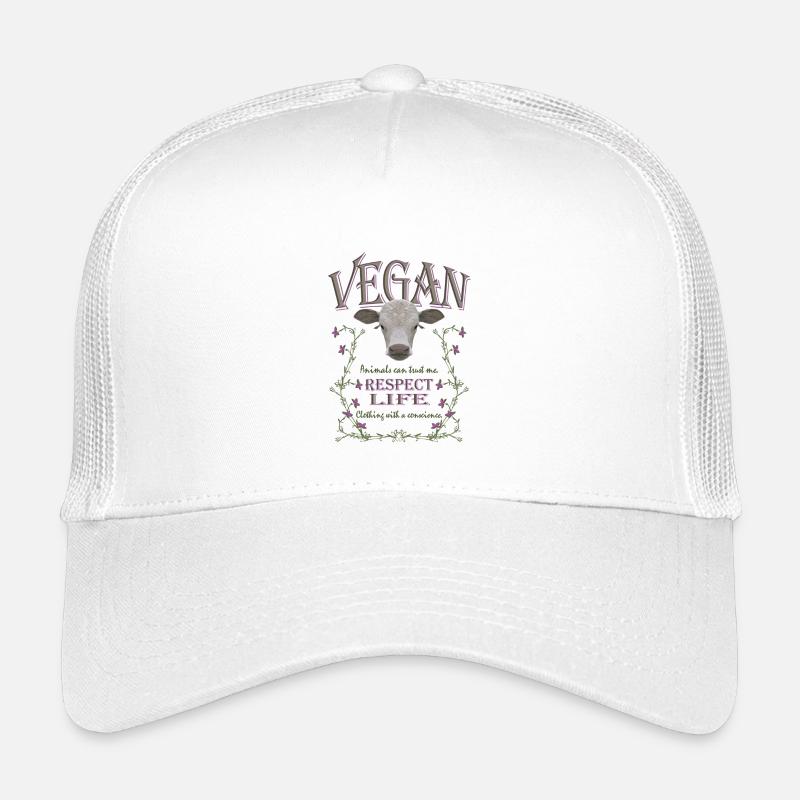 VEGAN - RESPECT LIFE - Kinder Trucker-Cap - Weiß