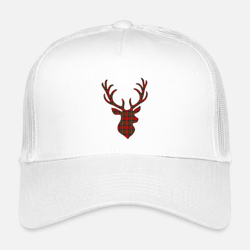 Rot-Tartan-Hirsch - Kinder Trucker-Cap - Weiß