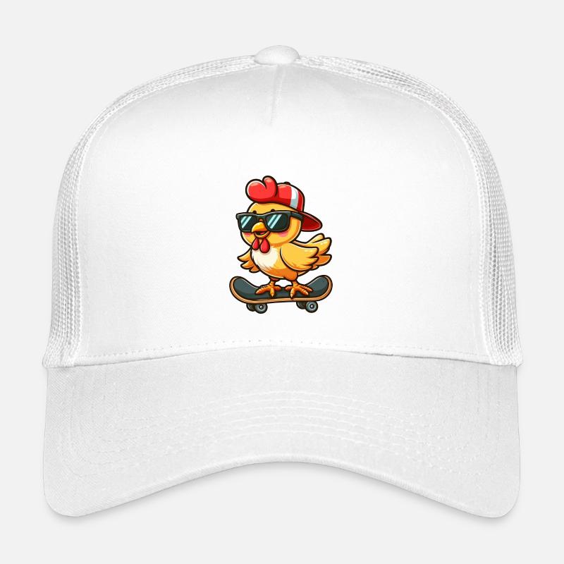 poulet poule coq planche à roulettes bande dessinée dessin animé Casquette trucker enfant