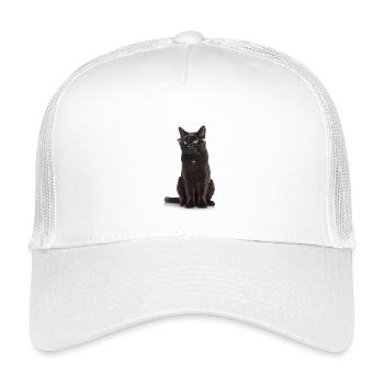 Schwarze Katze mit Brille – Cool, clever & total k - Kinder Trucker-Cap - Weiß - Vorne