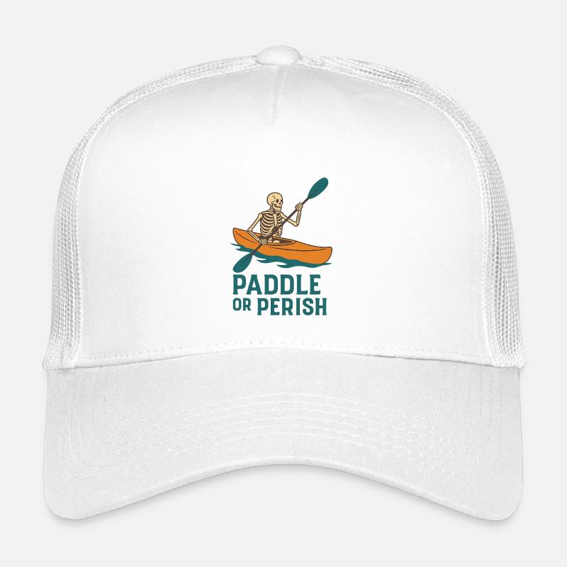 Paddel dich ins Jenseits – Skelett im Kajak Kinder Trucker-Cap