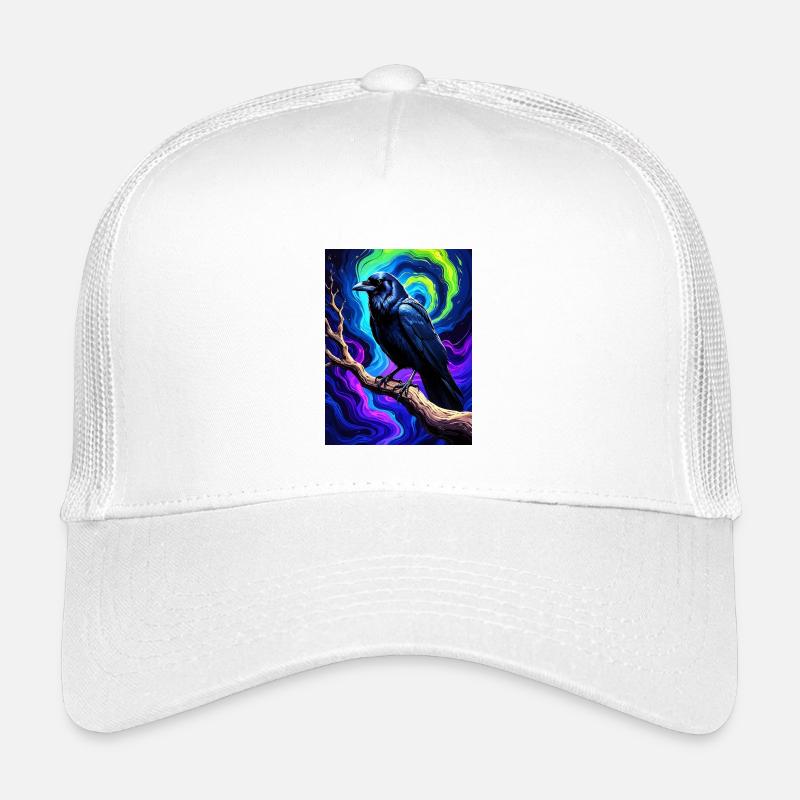 Lebendige Black Crow Kunst auf psychedelischem Hintergrund Kinder Trucker-Cap