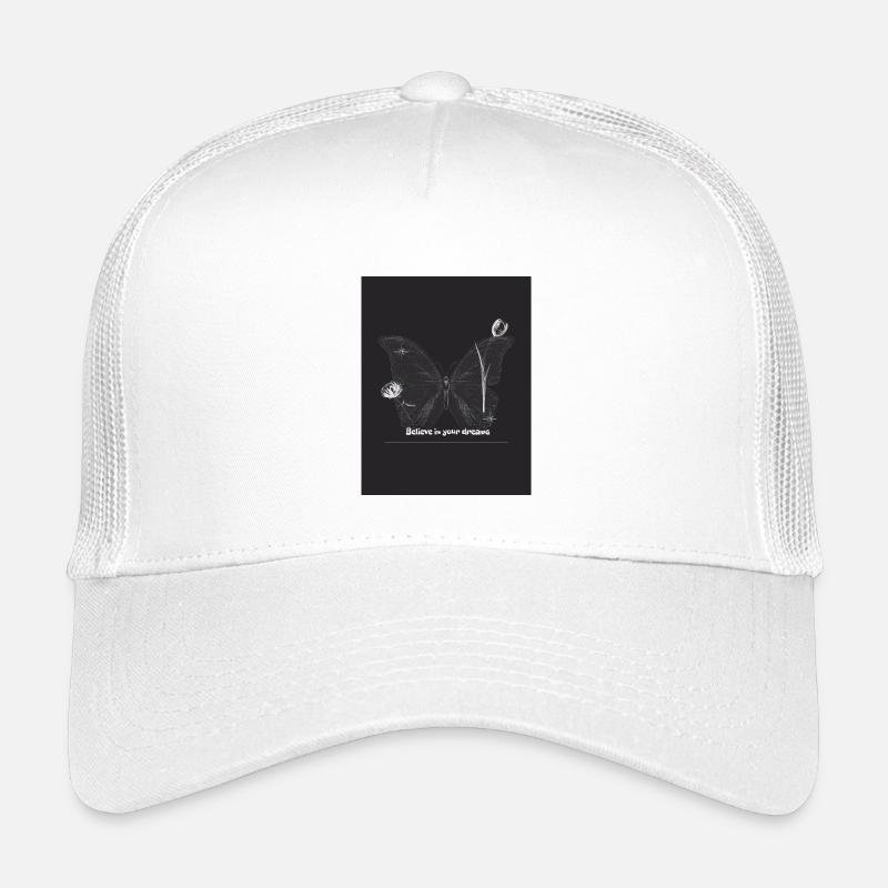 Butterfly with Inspirational Message in Black and White Kids’ Trucker Cap