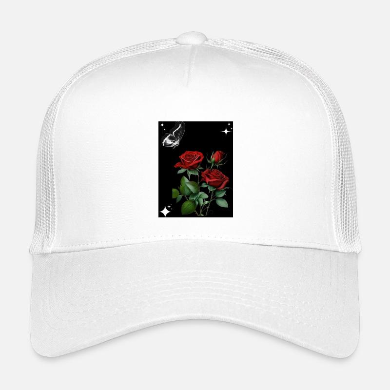Red Roses with Butterfly and Stars Kids’ Trucker Cap