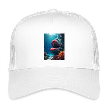 Unterwassermund: Riesiger Lippenabdruck - Kinder Trucker-Cap - Weiß - Vorne