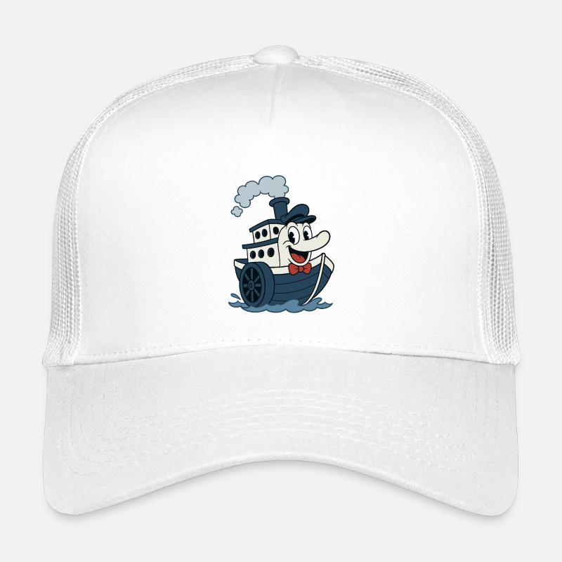 Tolles Vintage-Boot im alten BD-Stil - Kinder Trucker-Cap - Weiß