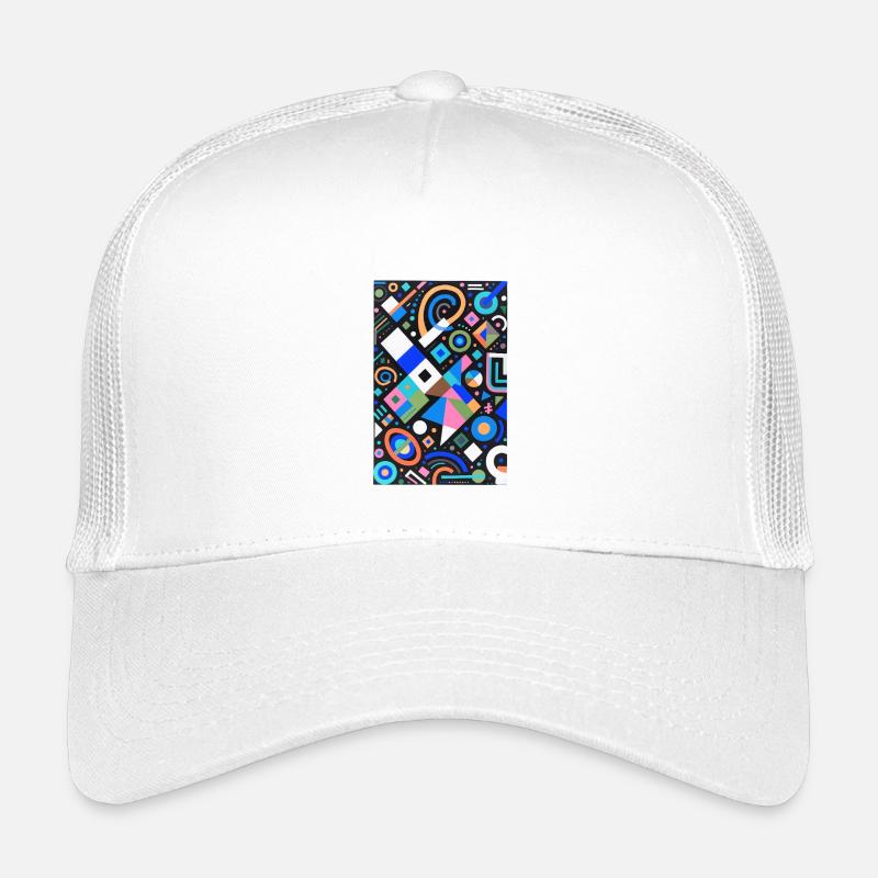 Neon geometry color mix on black Kids’ Trucker Cap