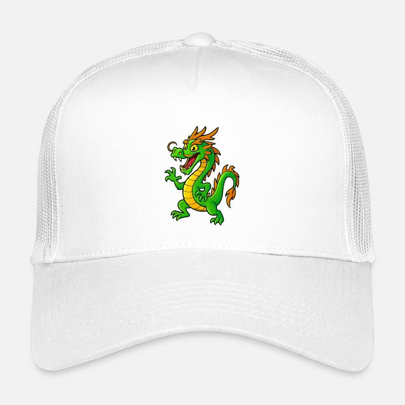Dragon de dessin animé vert avec des pointes orange Casquette trucker enfant