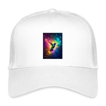 Radiant hummingbird glowing midair, surrounded  - Kids’ Trucker Cap - white - Front
