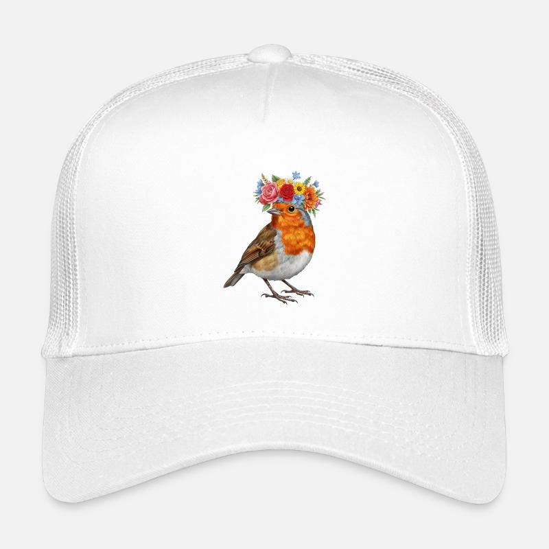 Blumenkrone Rotkehlchen - Kinder Trucker-Cap - Weiß