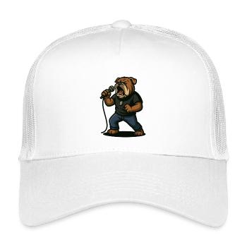 Rocksängerin Bulldogge mit Mikrofonkunst - Kinder Trucker-Cap - Weiß - Vorne