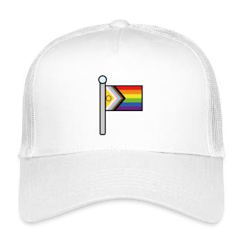 Inklusive Progress Pride Fahnenmast - Kinder Trucker-Cap - Weiß - Vorne